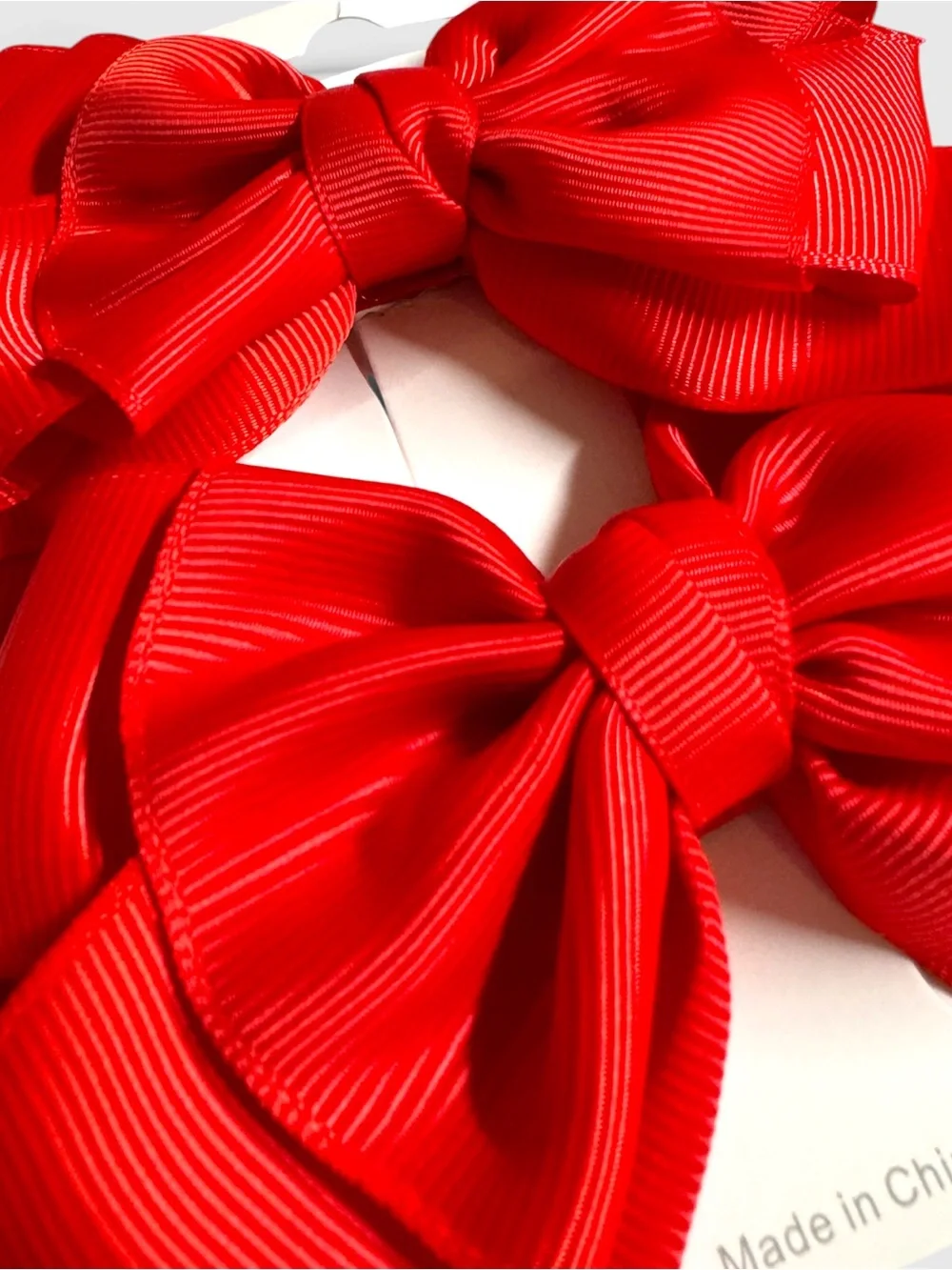 Set of 2 Large Red Boutique Grosgrain Hair Bow Clips NWT